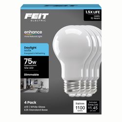 Feit A19 E26 (Medium) Filament LED Bulb Daylight 75 Watt Equivalence 4 pk