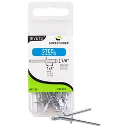 Surebonder 1/8 in. D X 1/8 in. Steel Blind Rivets Silver 25 pc