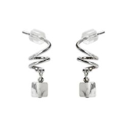 Jody Coyote Pebble Creek Womens Bead Squiggle Silver Earrings