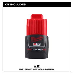 Milwaukee M12 REDLITHIUM 2 Ah Lithium-Ion Battery 2 pc