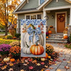 Briarwood Lane Blue and White Pumpkins Garden Flag