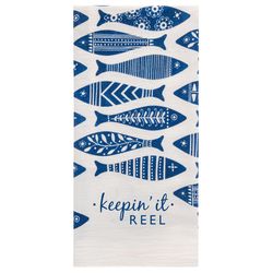 Karma Beige/Blue Cotton Fish Tea Towel 1 pk