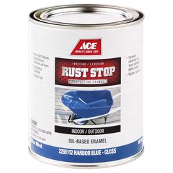 Ace Rust Stop Indoor and Outdoor Harbor Blue Oil-Based Enamel Rust Prevention Paint 1 qt