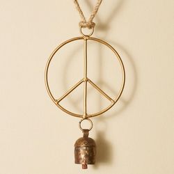 Matr Boomie Brass/Metal Metal 4.75 in. Peace Sign Handmade Bell