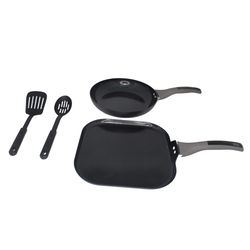 Imusa Mirro Ceramic Coated Aluminum Fry Pan Set Black