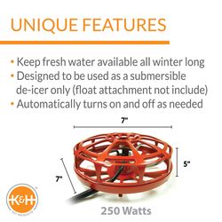 K&H Pet Prodcuts 250 W Sinking Tank De-Icer