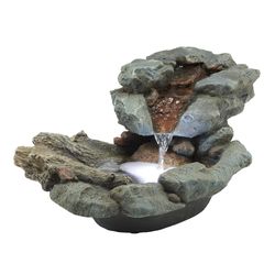 Alpine Resin/Stone Powder/Sand Assorted 9 in. H Rock Waterfall Fountain with LED Light