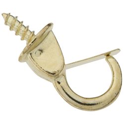 National Hardware Small Bright Brass Gold Steel 7/8 in. L Safety Cup Hook 10 lb 2 pk