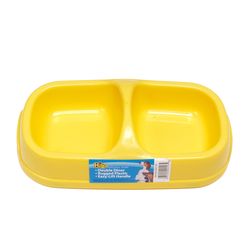 HiLo Yellow Plastic 5.5 oz Double Pet Feeder For Dogs