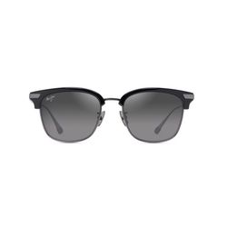 Maui Jim Kalaunu AF Sunglasses Unisex Shiny Black w/Dark Silver Frame Neutral Grey Lens Polarized