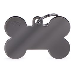 MyFamily Basic Black Chrome Bone Aluminum Cat/Dog Pet Tags X-Large