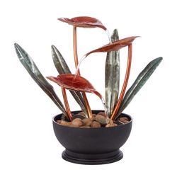 Alpine Plastic Copper Tropical Floral Table Top Fountain