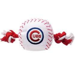 Pets First MLB For Dog Red/White Nylon Chicago Cubs Baseball Tug Dog Toy 1 pk