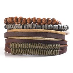 Mad Man Mens Corded Multicolored Bracelet Alloy/Leather