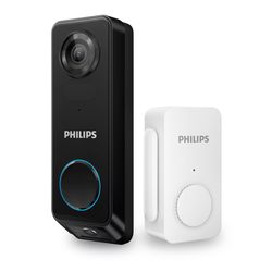 Philips Home Access - 7000 Series Black Metal/Plastic Wired and Wireless Smart-Enabled Video Doorbel