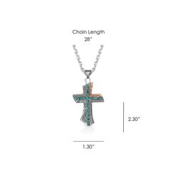 Montana Silversmiths Men's Inner Light Turquoise Cross Silver Necklace Water Resistant