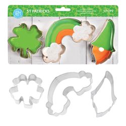 R&M International Corp St Patricks Day Cookie Cutter Set Silver 3 pc