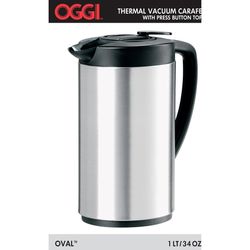 OGGI Oval Black/Silver ABS Plastic/Stainless Steel Glass Lined Carafe