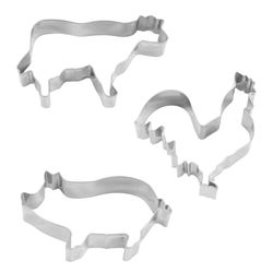 R&M International Corp Farm Cookie Cutter Set Silver 3 pc
