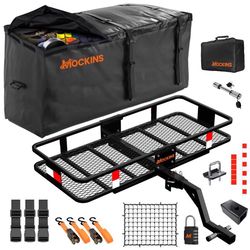 Mockins 48x20x6 Raised Hitch Cargo Carrier with Carrier Bag Hitch Cargo Carrier Set 1 pk