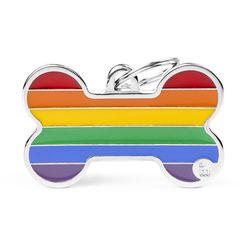 MyFamily Rainbow Multicolored Bone Metal Dog Pet Tags X-Large