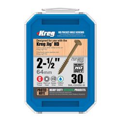 Kreg No. 14 X 2-1/2 in. L Square Pocket-Hole Screw 30 pk