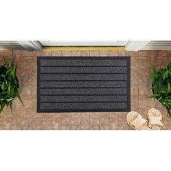 Superio Brand 18 in. W X 30 in. L Gray Striped Coir/Rubber Door Mat