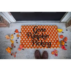 Entryways 17 in. W X 28 in. L Orange Gone Pumpkin Picking Coir Door Mat