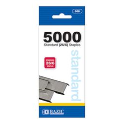 Bazic Products Standard 26/6 1/2 in. W X 1/4 in. L Flat Crown Staples 5000 pk