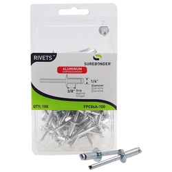 Surebonder 1/4 in. D X 3/8 in. Aluminum Rivets Silver 100 pk