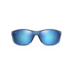 Maui Jim Kaiwi Channel Sunglasses Unisex Blue Black Stripe Frame Blue Hawaii Lens Polarized