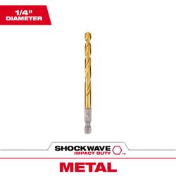 Milwaukee Shockwave 1/4 in. X 4.13 in. L Titanium Red Helix Drill Bit Hex Shank 1 pc