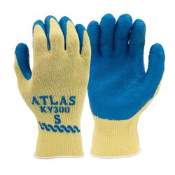 SHOWA ATLAS KV300 ANSI A3 Unisex Indoor/Outdoor Natural Rubber Dipped Cut Resistant Gloves Blue/Yell