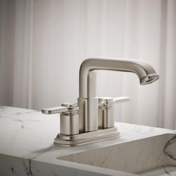 Kohler Envelu Vibrant Brushed Nickel Modern Centerset Bathroom Sink Faucet 4 in.