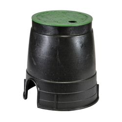 NDS 8.5 in. W X 8.5 in. D X 8.5 in. H Round Valve Box with Overlapping Cover Black/Green