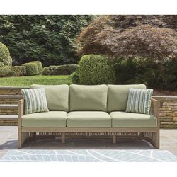 Signature Design by Ashley Moondance Brown Wood Frame Casual Sofa Green