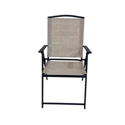 Living Accents Black Steel Frame Foldable Chair Tan