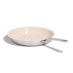 Made In Cookware Ceramic/Stainless Steel Fry Pan 12 in. Silver/White