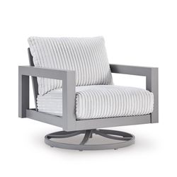 Signature Design by Ashley Moonlight View Gray Aluminum Frame Swivel Chair White