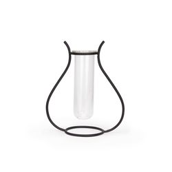 Kikkerland Glass/Iron Geometric Planter Black