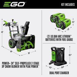 EGO Power+ Peak Power SNT2416 24 in. Two stage 56 V Battery Snow Blower Kit (Battery & Charger) W/ 2-IN-1 CHUTE ADJUST & (2) 10AH BATTERIES