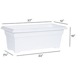 Novelty 10 in. H X 27 in. W X 12 in. D Plastic Countryside Tub Patio Planter White