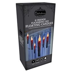 Celebrations Orange 6 ct 7 in. LED Iridescent Candles with Red Dripping Blood Candle
