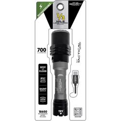 Police Security Tactical 700 lm Black/Gray LED Rechargeable Flashlight 18650 Battery