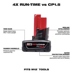 Milwaukee M12 REDLITHIUM XC 6 Ah Lithium-Ion Battery Pack 1 pc
