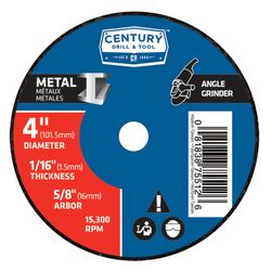 Century Drill & Tool 4 in. D X 5/8 in. X 1/16 in. thick Aluminum Oxide Metal Cutting Wheel 1 pc
