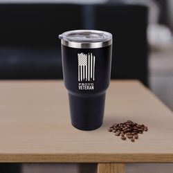 P Graham Dunn 24 oz Proud Veteran Black Tumbler with Lid