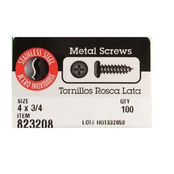 HILLMAN No. 4 Ga. X 3/4 in. L Phillips Pan Head Sheet Metal Screws 100 pk