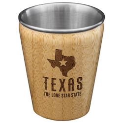 Totally Bamboo 2 oz Brown/Silver Stainless Steel/Wood Texas Shot Glass