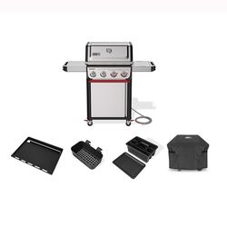 Weber Spirit S-425C NG Grill Bundle: Grill, Cover, Griddle, Condiment Holder, Accessory Org